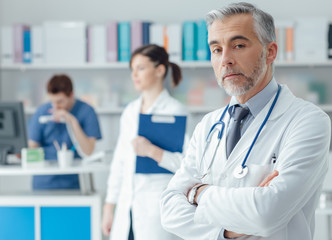 Confident doctor in the office