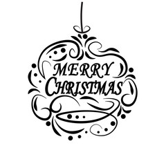 Christmas, New Year festive labels for postcards. Wishing a Merry Christmas illustration