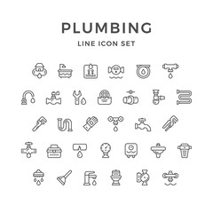 Set line icons of plumbing