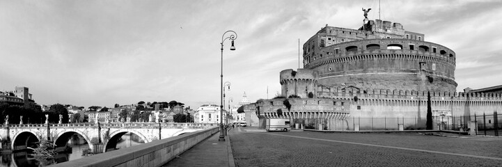 Castel Sant'Angelo b&w in Rome, Italy.
