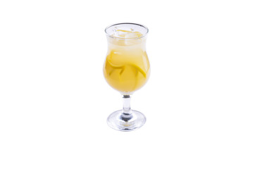 Refreshing lemonade with slices apelsinai with ice in a glass