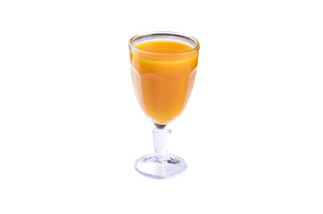 Orange lemonade sweet drink in a tall glass
