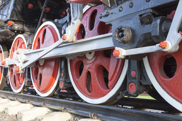 old steam locomotive close up