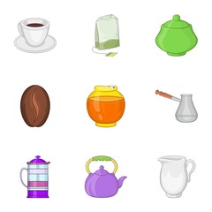 Drink icons set. Cartoon illustration of 9 drink vector icons for web