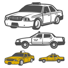 Set of taxi car for emblems,logo and design.