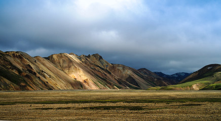 Landmannalaugar colored mountains, great valley inner part of island, Iceland