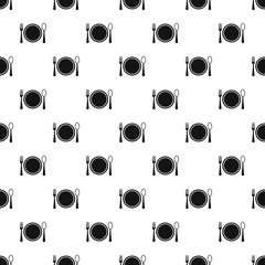 Plate with spoon and fork pattern. Simple illustration of plate with spoon and fork vector pattern for web