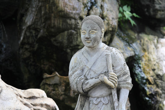 Statue Sculpture monk in public garden