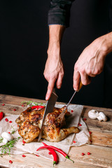 The finished dish to the day of Thanksgiving on the wooden table