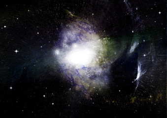 Stars, dust and gas nebula in a far galaxy