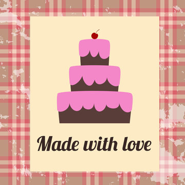 Cake made with love. Vintage Poster