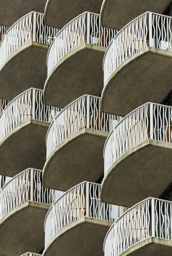 Condominium balconies on a hi-rise building.
