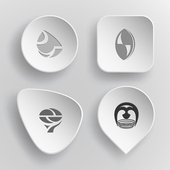 4 images: unique abstract forms. Abstract form set. White concav