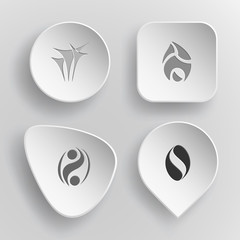 4 images: unique abstract forms. Abstract form set. White concav