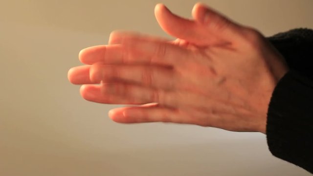 Hands sanitizing with alcohol solution