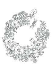 coloring book (20 pages ) , birds and flowers page 8