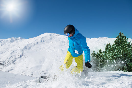 Snowboarder on a sunny day