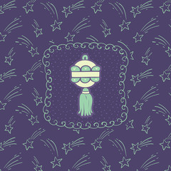 Christmas and New Year vintage ornate frame with ball symbol