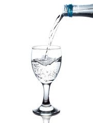 pouring water in glass