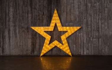 Photo gold star with lights