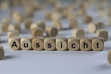 Aussicht - Holzwürfel mit Buchstaben