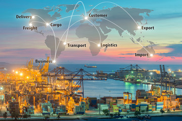 Map global logistics partnership connection of Container Cargo