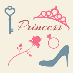 Princess. set of flat icons