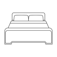 Bed icon in outline style isolated on white background. Hotel symbol stock vector illustration.