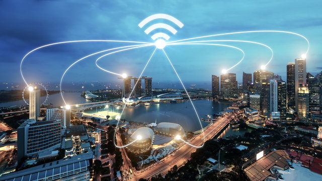 Singapore smart city and wifi communication network, smart city