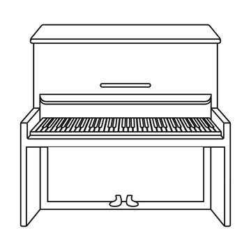 Piano icon in outline style isolated on white background. Musical instruments symbol stock vector illustration