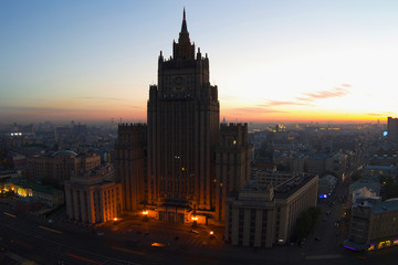 Obraz premium View of the city from a tall building