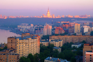 View of the city from a tall building