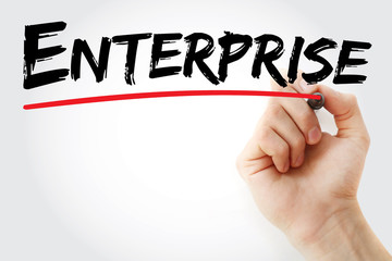 Hand writing Enterprise with marker, concept background