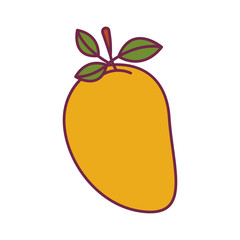 silhouette color with mango and stem and leafs vector illustration