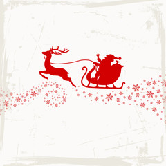 Christmas Sleigh Snowflakes Red Beige Scratches