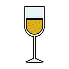 silhouette with glass of champagne sour vector illustration