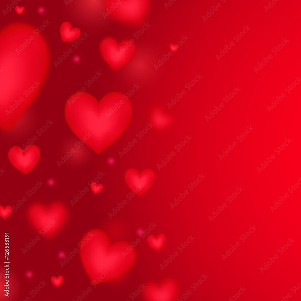 Aufkleber Abstract blurred vertical background with falling hearts.