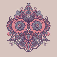 Beautiful Indian ethnic floral ornament. Mandala. Henna tattoo style.