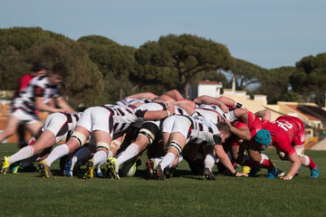 Rugby players in action