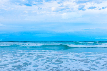 Fototapeta premium Abstract watercolor painting blur blue sea for background.