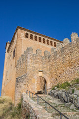 Fototapeta na wymiar Entrance of the medieval castle of Alquezar
