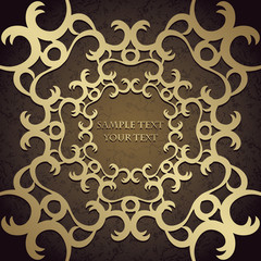 Invitation with vintage frame on grunge background