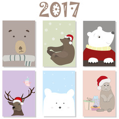 Set of Christmas Cards festive pastel
