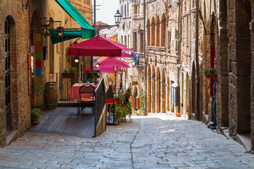 Charming narrow streets of Volterra town - obrazy, fototapety, plakaty