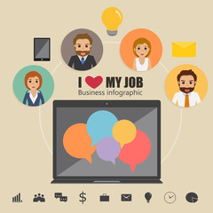 business people communication character with social network.