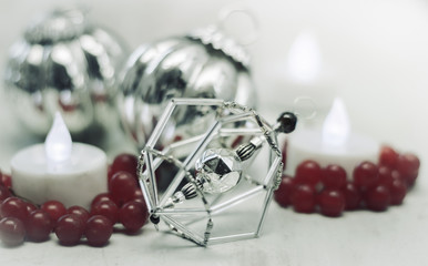 Christmas ornament with candle in romantic light