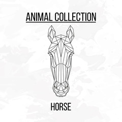 Horse head geometric lines silhouette isolated on white background vintage design element