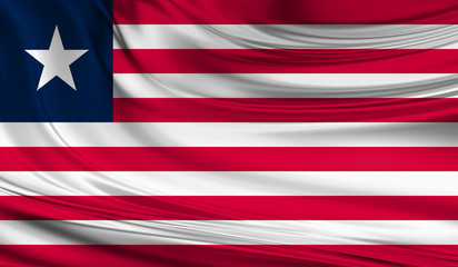 National waving flag of Liberia on a silk drape