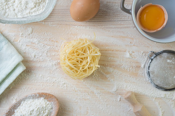 pasta home made with flour and eggs