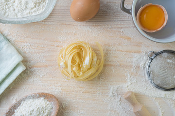 pasta home made with flour and eggs